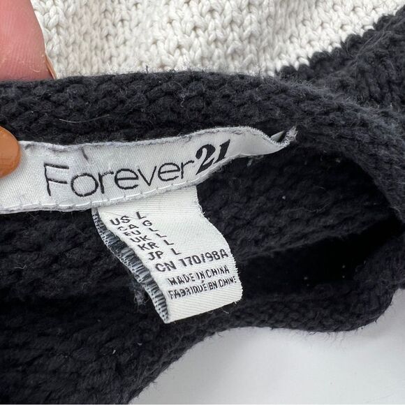 Forever 21 cropped sweater color-block black cream L - Picture 4 of 7